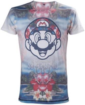 Nintendo Super Mario Men's Tropical Mario Top, White, X-Large