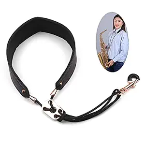 Adjustable Saxophone Neck Strap Leather Sax Strap Metal Hook for Tenor/Soprano/Alto Saxophones Clarinet