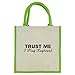 Produktbild Trust Me I Play Tastatur in schwarz print Jute Midi Einkaufstasche mit Grün Griffe und Besatz