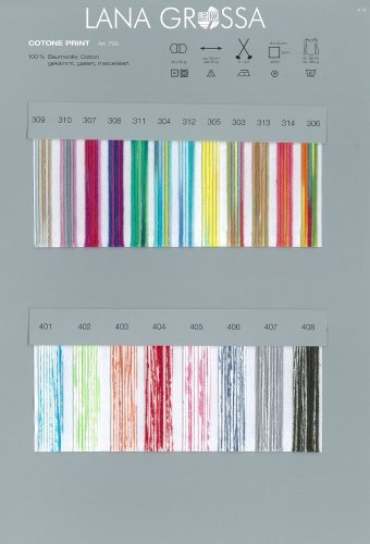 LANA GROSSA COTONE print, 318 – Dunkelblau/Rotviolett/Türkisblau/Kürbis - 2