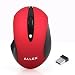 Produktbild Allek® geräuschlose stumm ergonomische kabellose optische laser Maus mit Nano USB schnurlose Empänger kompatibel zu PC Mac Computer Notebook and Laptop 2.4 GHz 3 Justierbare CPI Level, 1600 CPI, 4 Tasten Rot