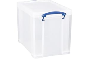 Really Useful 24C - Caja plástica con tapa (24 litros, apilable, 260 x 465 x 270 mm), transparente