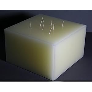 Mehrdochtkerze, Kerzen, quadratisch, Quadrat, viereckig, creme, 20 x 20 x 12 cm, 8 Dochte, groß