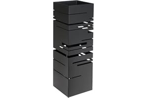 HERSIG - Paraguero Metálico - Paragueros Modernos y Decorativos - Paragueros Originales para Entrada, Recibidor, Oficina o Comercio | Paragüero de Diseño Elegante y Funcional - Diseño Lineal - Negro