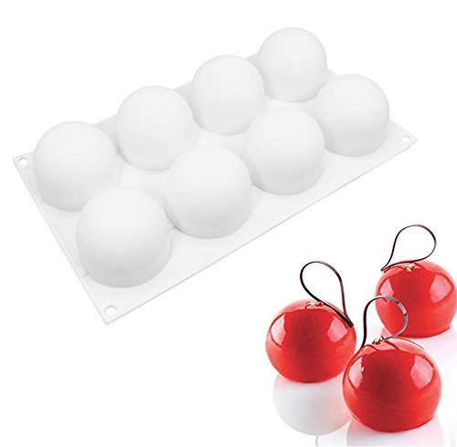 xiaoshenlu Moule Silicone Dessert, moules en Silicone pour Glace Chocolat Pâtisserie Dessert, 8 Trous Forme de spherique