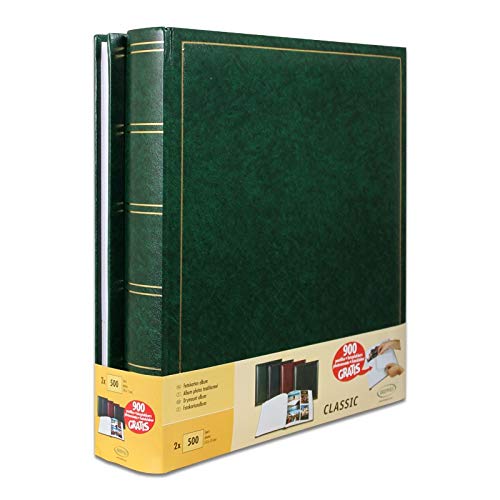 Brepols Jumbo - Juego de 2 álbums de fotos tradicionales (100 páginas, 500 fotos de 10 x 15), color azul