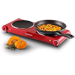 Klarstein Captain Cook² Plaque de cuisson en céramique et acier inoxydable Rouge 20 cm 1 200 W