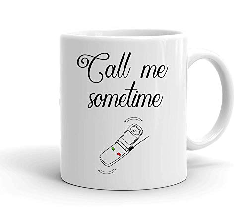 IDcommerce Call Me Sometime Cell Phone Design Taza de cerámica Blanca para té y Café