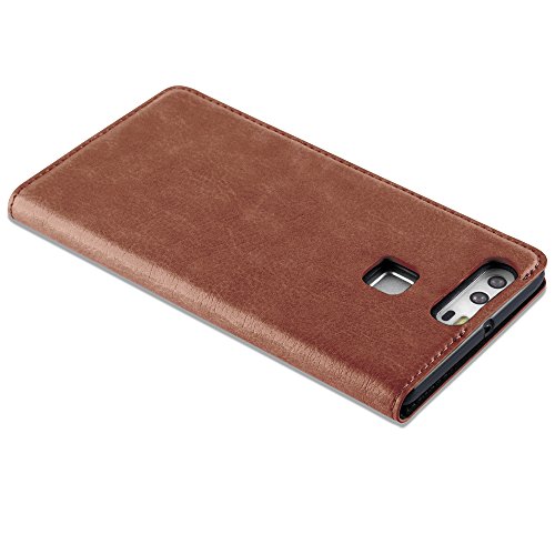 Huawei P9 Funda Estilo Libro de Cuero Sint  tico en MARR  N CAPUCHINO de Cadorabo  Dise  o IM  N INVISIBLE      Cubierta Protectora con Cierre Magn  tico  Tarjetero y Funci  n de Suporte     Protecci  n Carcasa Caja Etui Case Cover