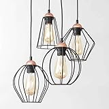 moderne Drahtgestell Leuchte, offene Schirme im Framed Design, ausgefallener Mix verschiedener Schirmformen im geometrischen Stil