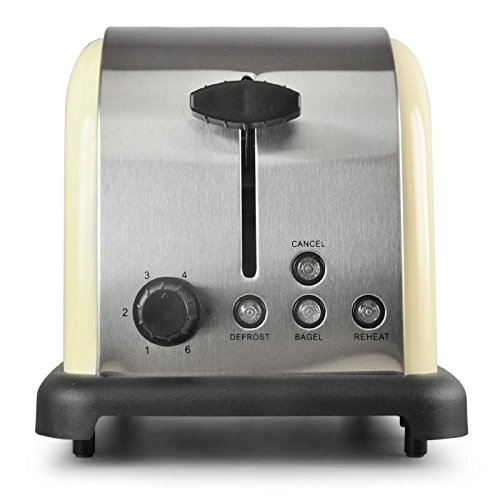 Klarstein Aquavita Retro Frühstücksset Wasserkocher + Toaster (Wasserkocher mit 1,7 Liter, 2200 Watt, 2-Scheiben-Toaster 1000 Watt, Auftau- und Aufwärm-Funktion, Edelstahl) creme - 2