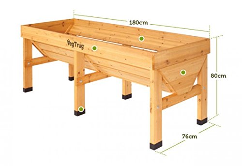 Vegtrug Hochbeet aus Holz Pflanzkasten 180 x 76 x 80 cm mit Folie und Gestell - 4