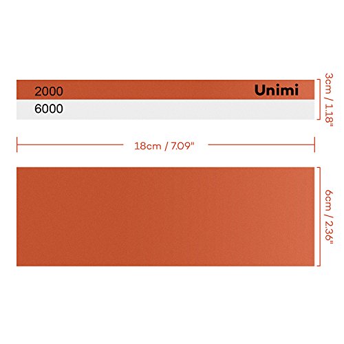 Schleifstein für Messer, Unimi 2000 / 6000 Körnung Wetzstein Abziehstein Messerschärfer, Wetzstein inkl. Gummibasis - 6