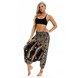 cinnamou Yogahose Sommer Frauen Boho Aladin Pluderhosen Haremshose Ballonhose Pluderhose Aladinhose Harem Sommerhose Yoga-Hose Baggy Pumphose