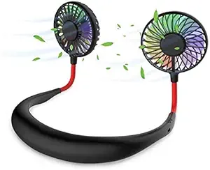 khodal eva ZUNASIKA Battery Operated Rechargeable Mini USB Hands Free Portable Personal Neck Fan with 3 Level Air Flow (Black )