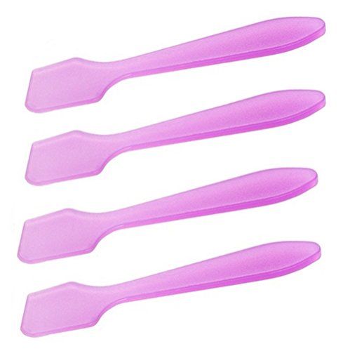 100PCS 3.14" 8cm Plastic Spatulas Spoon Makeup Cosmetic Mask Frosted Tip Spatula Skin Care Facial Cream Spatula for Mixing and Sampling Beauty Products (Purple)