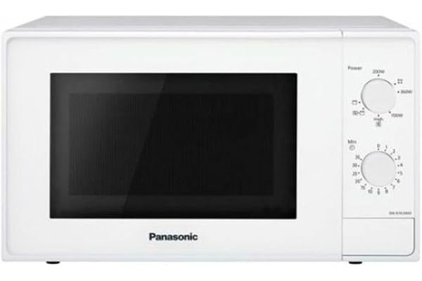 Panasonic NN-K10JWMEPG Four à Micro-Ondes Combiné avec Grill et Plateau Tournant en Verre, 20L, 800W, Décongélation, 5 Niveaux de Puissance, Minuterie, Blanc