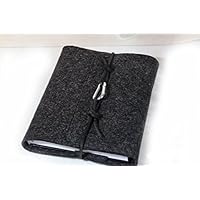 Notizbuch Hülle Kalenderhülle personalisiert Name Notizbuch Hülle A5 anthrazit Kalender Hülle Filz Leder retro Vintage Geschenk Schule Abitur Ausbildung Studium Karabiner lässig LEDERBAND SCHWARZ
