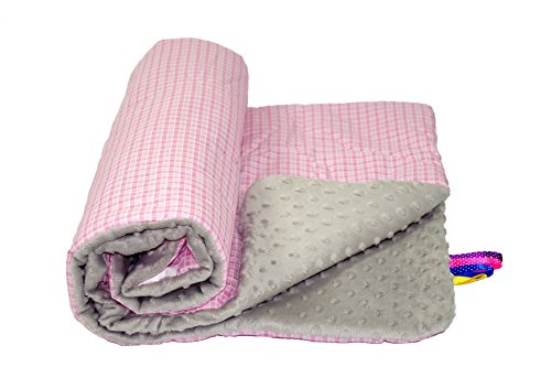 Baby's Comfort Bobble Minky Blanket (Checkered Pink/Grey Minky)