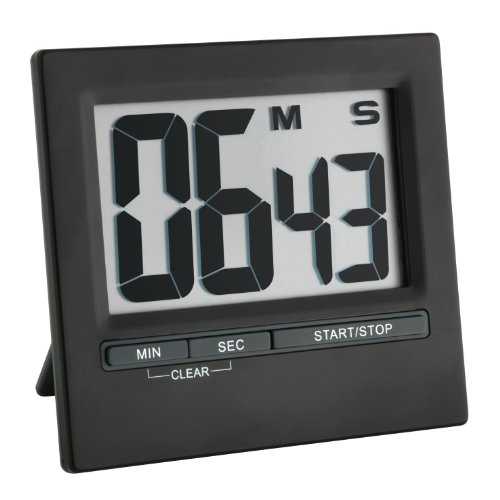 TFA Dostmann 38.2013.01 Elektronischer Timer und Stoppuhr mit großem Display, Front aus schwarzem Aluminium