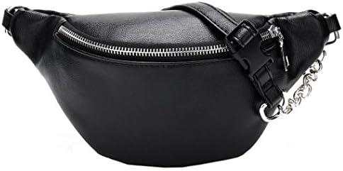 Bestoppen Women's Chest Bag, Clearance Ladies Fashion Chain PU Leather Messenger Bag Shoulder Bag Vintage Handbag Cross Body Bag Casual Travel Bag for Women (Black)