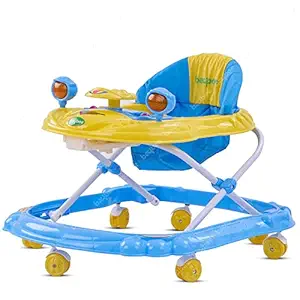 Baybee Winnie Baby Walker Round Kids Walker for Babies Cycle with Adjustable Height and Musical Toy Bar Rattles and Toys Ultra Soft Seat-Activity Walker for Kid and Wheel 6 Months to 2 (Winnie Yellow)