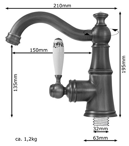 Niederdruck Landhaus Retro Küche Spüle Einhebel Armatur Keramik Griff Kristall Glasknauf Antik Messing Schwenkbar Sanlingo - 2