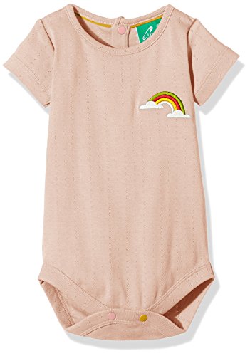 Little Green Radicals Girls 0-24m Cloud Rainbow Pointelle Baby Body Vest, Pink, 6-9 Months