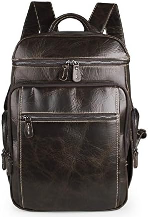 Hermiona Good Shape Genuine Leather Men's Hiking Backpack Big Capacity Travel Bag