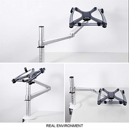 YKS Notebook Laptop Mount Silber Aluminium Universal Drehsystem Metall Skelett Basistabelle Halterung einarmige Monitor Stand OA-1S - 4