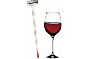 Maelsa Thermomètre à vin analogique Facile d'utilisation en Verre Transparent 13 cm Œnologie Parfait pour Le Service