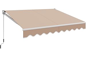 HOMASIS Tenda da Sole a Bracci Estensibili, Tenda Parasole con Protezione UV, Tenda da Balcone con Manovella, Angolo Regolabile da 40-100°, per Giardino e Terrazza (245x200cm, Beige)