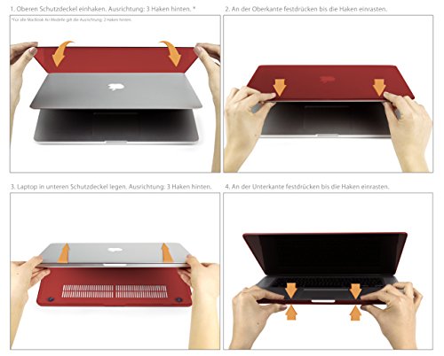 MyGadget Macbook Pro Retina 13 Zoll *gummierte Schutz Hülle* (Ende 2012 – Mitte 2016 Modelle) Plastik Schutzhülle Gummi Hartschalen Cover Bordeaux Rot - 5