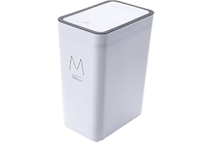 Katutude Abfalleimer mit Deckel für die Küche, 15L Kunststoff-Mülleimer mit Druckdeckel, Badezimmer-Mülleimer, Abfallkorb für Küche, Schmal, Hundfester Schlafzimmer-Mülleimer, WC, Büro