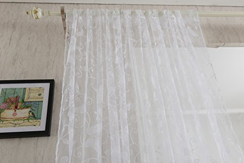 Generic Schmetterling Transparente Voile Vorhang Tüll für Wohnzimmer Haus Hochzeit Partei Fenster Sommer 100 x 200cm – Weiß - 3