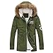 Produktbild Winter Dick Steppjacke URSING Herren Funktionsjacke Militärmantel Outwear Männer Pelzkragen Jacke Bomberjacke Weihnachtspullover Bequem Slim Fit Sportjacke Übergangsjacke Gesteppt (XXL, Armeegrün)