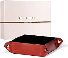 Lari Medium Recycled Leather Tidy Tray, Handmade Classic Italian Style, Key Wallet, Coin Box, Red (18x18 cm)