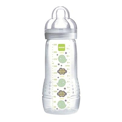 MAM Biberon Tétine Débit Décoré Gris 330 ml Taille X