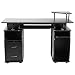 Produktbild zerone Schreibtisch Bürotisch Waschtisch Desktop-für Computer schwarz, Tisch Informatik Büro für Computer PC mit Schublade Schiebe-Tastatur Regal Stauraum
