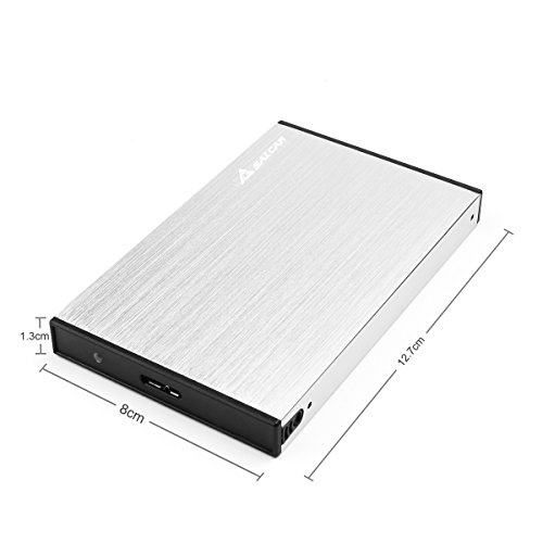 Salcar Aluminium Externes 2,5 Zoll Festplattengehäuse mit SATA 3 USB 3.0 Kabel SATA I/II/III 2.5″ HDD SSD Gehäuse Alugehäuse (Silber) - 3