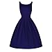 Produktbild feiXIANG Vintage Style kleider Damen urlaub Swing Kleid Retro Abendkleid Ärmelloses Ballkleid Damen Einfarbig Kleid Partykleid Mode A-Linie Rock Abendmode mit Rundhalsausschnitt (M, Blau)