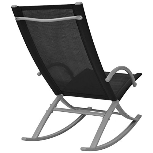 vidaXL 2x Garten Schaukelstuhl Gartenstuhl Relaxstuhl Liegestuhl Gartenmöbel Schwarz - 4