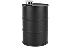 CYRANK Petaca, Petaca de gran tamaño de barril de aceite Petaca de licor de vino de barril de cerveza de acero inoxidable portátil de 700 ml con tapa de sellado(Negro)