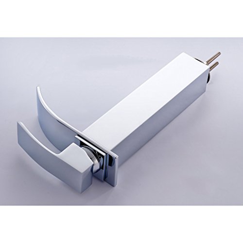 Auralum® Design verlängerte Einhebel Waschtischarmatur Armatur Wasserfall Einhandmischer für Badzimmer - 4