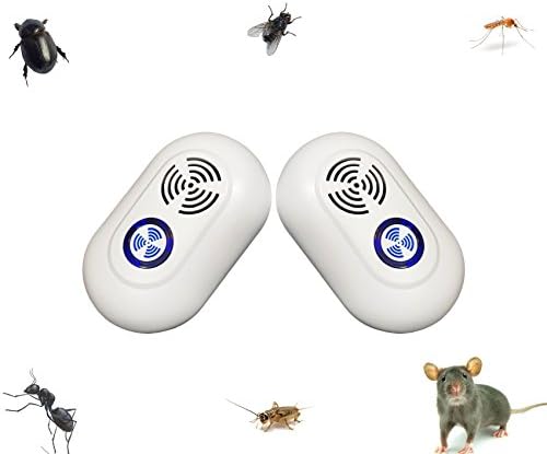 Pack of 2 Ultrasonic Pest Repeller - Electronic Mouse &amp; Rat Repellent Plug in Pest Control - Pest Repeller for Insects &amp; Rodents Including Mice, Rats, Bed Bugs, Spiders, Cockroaches, Ants, Mosquitoes and Flies - Safe Pest Control Solution for Humans &amp; Pets