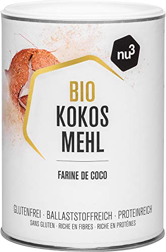 nu3 Farina di cocco biologico - 320 g di farina pura senza glutine - Alternativa vegana - con meno carboidrati e rico di fibre