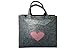 Produktbild Filztasche grau mit rot kariertem Herz und Henkel