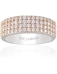 Sif Jacob joyas anillo Ladies corte Quattro - 18 quilates oro rosa plateado con zirkonia blanco