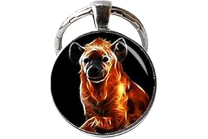 GUANGZHOUSHUJIANWANGLUOKEJI Hyena Porte-clés Hyena Bijoux psychédélique néon animaux sauvages Bijoux animaux animaux animaux Bijoux Art Photo Bijoux