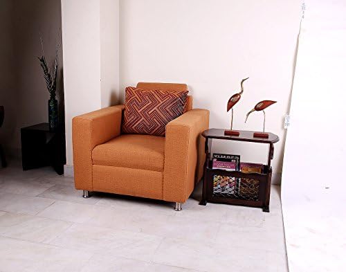 Wood Dekor Magzine Holder cum End Table in Iron Jali, Sheesham Natural, 56x33x48 Cms